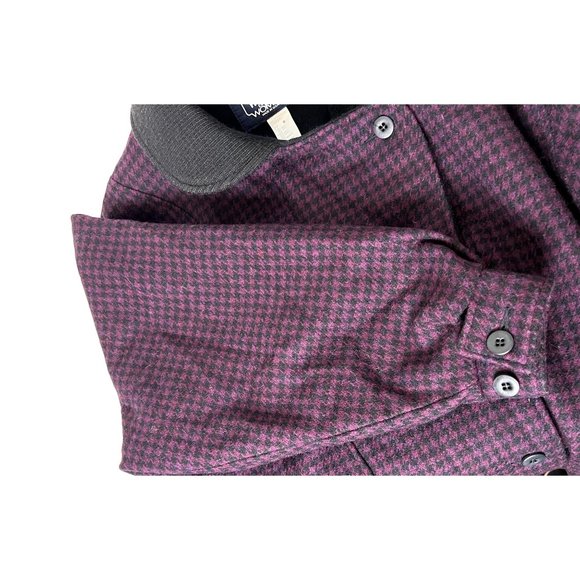 Woolrich Vintage Women's Medium USA Houndstooth Buttoned Cuffs Wool Coat - Picture 4 of 6